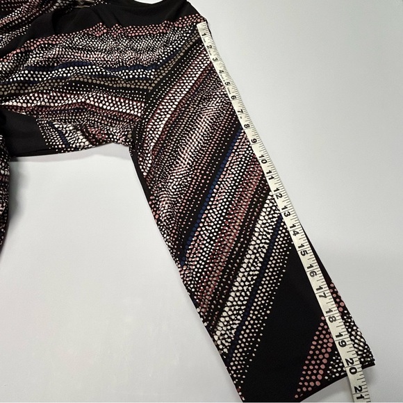 WHBM Womens Midi Shift Dress Sz XL Long Sleeve Stretch Boat Neck Black Striped - Picture 8 of 11